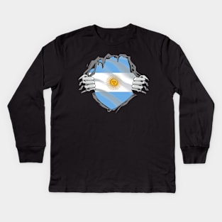 Proud Argentina Flag, Argentina gift heritage, Argentinian girl Boy Friend Kids Long Sleeve T-Shirt